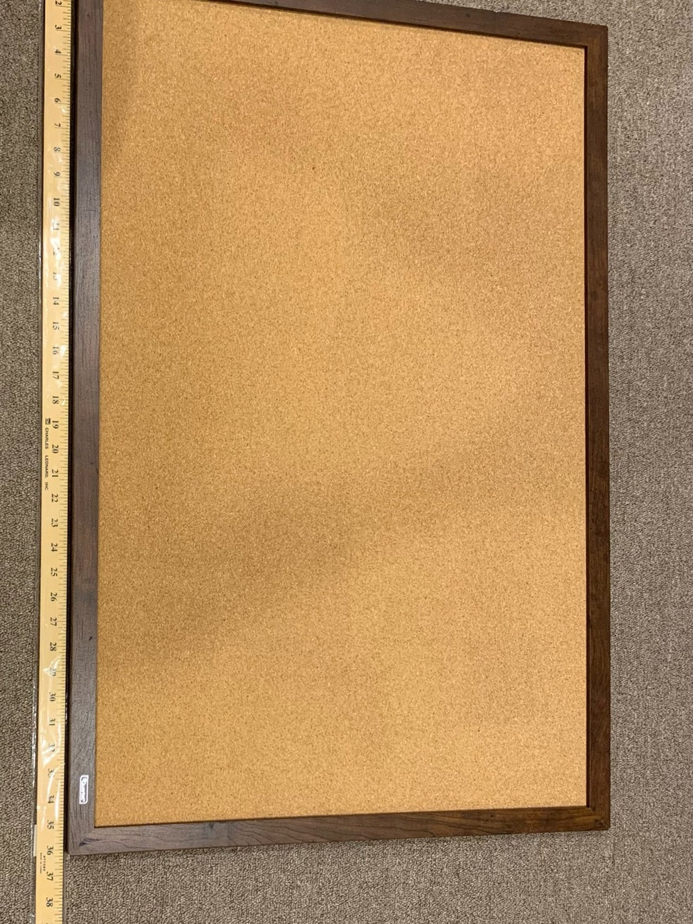 Natural Cork Bulletin Board with Dark Wood Frame 36X24
